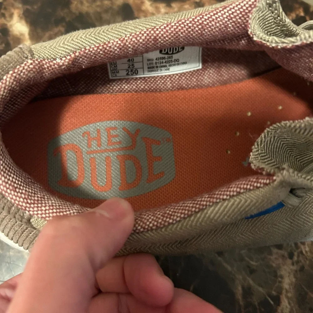 Hey Dude Walley Tan Herringbone slip-on shoes - size 7
